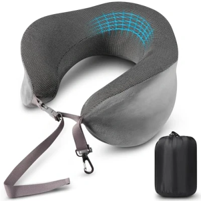 Immagine di Blendura Cuscino da Viaggio, Cervicale per Aeroplano Memory Foam, Aereo Viaggio con Borsa Trasporto Inclusa, Collo Adatto la Nuca Aereo, Auto, Ufficio