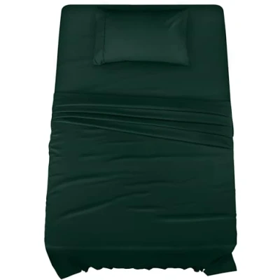 Immagine di Utopia Bedding Set di lenzuola per letto singolo, in microfibra spazzolata, non si restringe e sbiadisce, facile da pulire (matrimoniale, smeraldo)