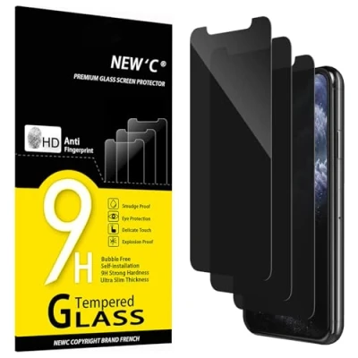 Immagine di NEW&#039;C 3 Pezzi, Pellicola Protettiva Privacy per iPhone 11 Pro, X, XS (5,8 Pollici), Angolo di 28 Gradi Migliorato, Durezza Ultra Resistente 9H, Senza Bolle