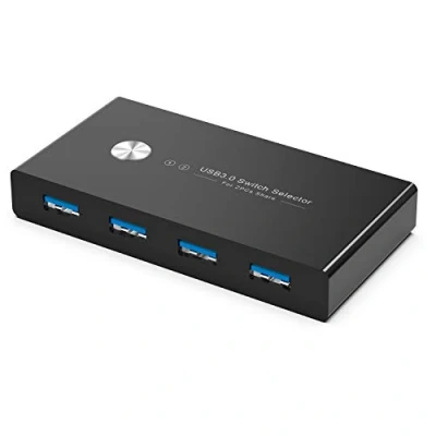 Immagine di Rybozen USB Switch,KVM Switch 3.0 per 2 PC in 4 out, Commutatore Ingressi Uscite Mouse, Tastiera, Scanner, Stampante, Hard Drive,2 Cavi da 1,5M Dotazione