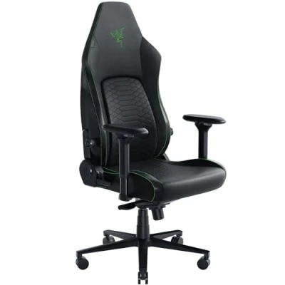 Immagine di Razer Iskur V2 Sedia da gioco con supporto lombare adattivo (pelle sintetica di grado EPU, cuscini in schiuma ad alta densità, braccioli 4D, curva completamente regolabile) Verde