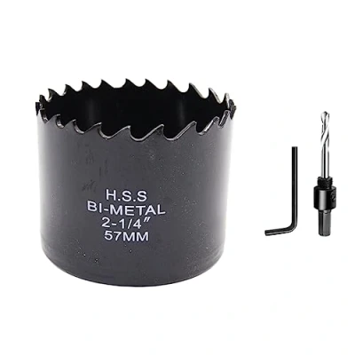 Immagine di Sega a tazza 57mm LAIWEI bi metallo fresa circolare HSS, spessore 1,8 mm, profondità di taglio fino 38 adatto per legno, plastica, cartongesso e tubi metallici