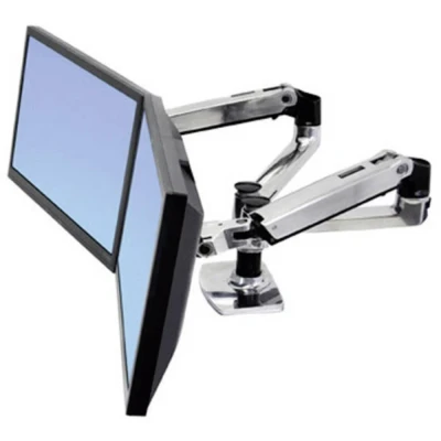 Immagine di Ergotron LX Dual Arm Side by Desk Mount 2 vie Supporto da tavolo per monitor 38,1 cm (15) 68,6 (27) Alluminio Regolabile in altezza, Ruotabile,