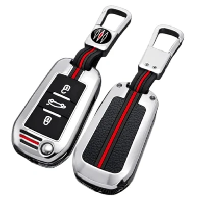 Immagine di Otai Portachiavi Flip per auto in lega di zinco Coperchio Peugeot 208 308 408 508 307 2008 3008 4008 Citroen C4 CACTUS C3 C6 C8 (D&#039;argento)