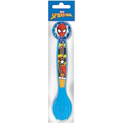 Immagine di Marvel Set 2 posate blu per bambini in plastica Spiderman Uomo Ragno cucchiaio e forchetta