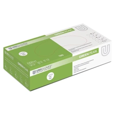 Immagine di UNIGLOVES Lime Pearl Guanti Monouso in Nitrile Resistenti, Senza Polvere e Lattice Adatti per uso Sanitario, Alimentare Professionale Confezione da 100, Lime, taglia M (GP3503)