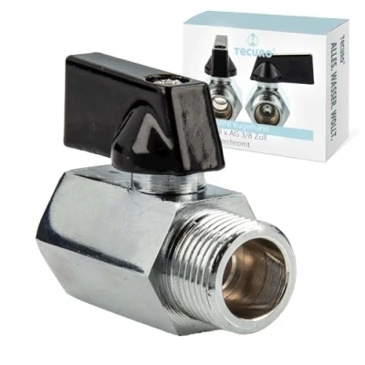 Immagine di tecuro Mini valvola a sfera filettatura interna Rp 3/8 pollici x esterna G pollici, ottone cromato