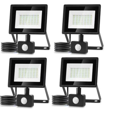 Immagine di Aigostar Faretto LED da Esterno con Sensore di Movimento,30W 2510LM Faro Esterno,Bianco Freddo 6500K,IP65 Impermeabile Faretti per Giardino, Cortile,Patio,Garage Confezione 4