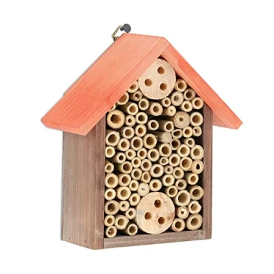 Immagine di Relaxdays Casetta per Insetti, Giardino e Balcone, Hotel in Legno Api Vespe, 20 x 17 8,5 cm, Marrone Arancione