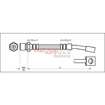 Immagine di METZGER 4114679 Tubi Freno 325 OPEL: Combo B Van, Corsa Hatchback, Tigra Coupe