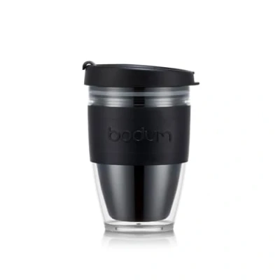 Immagine di BODUM, Tazza da viaggio Joycup, a doppia parete, 0,3 l, con fascia nera, in plastica, 11889 01S