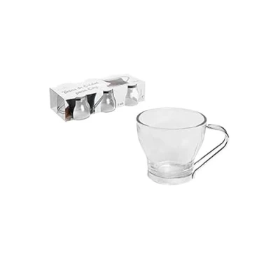 Immagine di CM 101596 Tazza in vetro, confezione da 6 caffè, manico metallo, 100 ml
