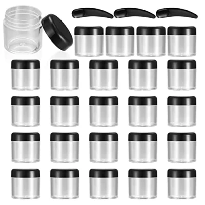 Immagine di 20 Pezzi Trasparente Plastica Vuoto Contenitore Cosmetico, 40ml Vasetti Barattolo Cosmetici Viaggio per Campione Creme, con 3 Mini Spatola (nero)