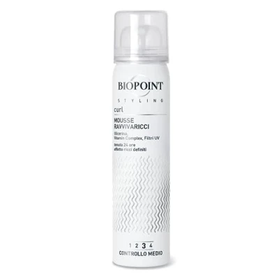 Immagine di Biopoint Styling Mousse Ravvivaricci, Definisce e Modella i Capelli Ricci, con Filtri Solari UV, Formato Viaggio 75ml