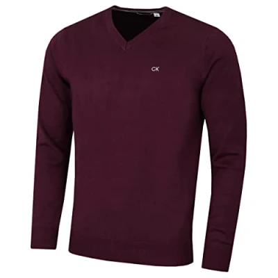 Immagine di Calvin Klein Maglione Morbido da Uomo con Scollo a V Borgogna Francese L