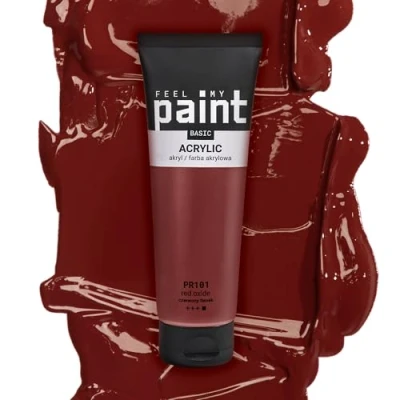 Immagine di FeelMyPaint Colore acrilico 120 ml Ossido Rosso, Ocra rossa, Red ochre, Mars Red. altamente pigmentato per dipingere su tela, carta, tessuto, legno, vetro, ceramica, metallo, pietra.