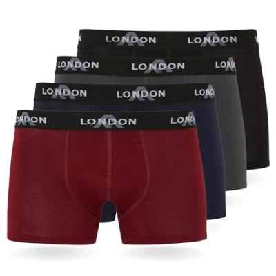 Immagine di FM London (Pacchetto da 4/8) Mutande Uomo Boxer Cotone, Aderenti e Confortevoli per l&#039;Uso Quotidiano Hipster Uomo, Nero (4 pezzi), 4XL