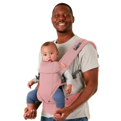 Immagine di Beco Gemini Porta Bebè Neonato Marsupio Ergonomico Zaino &amp; Bambino Con Seduta Regolabile Fascia Elastica da 3 a 16 kg (Lino Rosa)