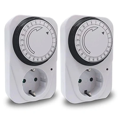Immagine di EXTRASTAR Spina Elettrica Timer Meccanico 24 ore, Commutazione Ogni 15 minuti, 230 V 16 A, Bianco, 2 pz