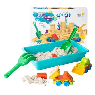Immagine di Sabbia Magica Set Costruzione 1 kg di con Camion Giocattolo per Bambini e Escavatore, Sandbox Strumenti la Sabbia, Regalo Bambini, Ragazze Ragazzi