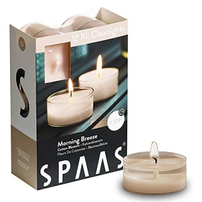 Immagine di Spaas 12 Maxi lumini profumati in Tazza Trasparente, Cera di paraffina, plastica, Rosa Carne, Diametro 57 mm x Altezza 28