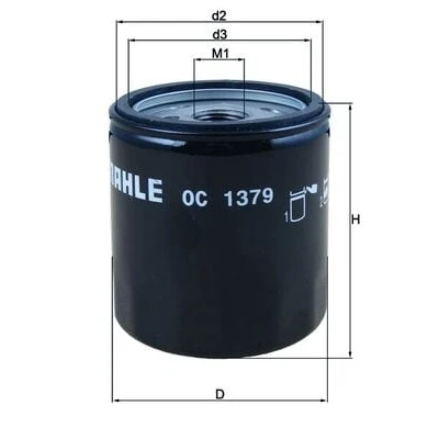 Immagine di MAHLE ORIGINAL OC 1379 Filtro olio con una valvola blocco arretramento ad avvitamento