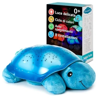 Immagine di Cloud B Luce Notturna Calmante Con Proiettore Di Stelle Luminosità Delicata 3 Colori 8 Costellazioni Auto Spegnimento Twilight Turtle Blue