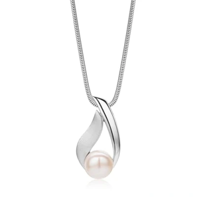 Immagine di Miore Collana Donna Argento, Catena con Ciondolo di Perla Coltivata d&#039;Acqua Dolce in Argento 925. Catenina Coda Topo Lunga Cm 45. Pendente anallergico.
