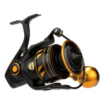 Immagine di Penn Slammer IV Mulinello per pesca a spinning in metallo, pesante, barca, riva, kayak, Colore: nero e oro, 7500
