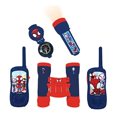Immagine di Lexibook, Spidey e i suoi fantastici amici, Set completo da avventuriero, per bambini, 120m walkie talkie, binocolo, torcia, bussola, rosso/blu, RPTW11SP