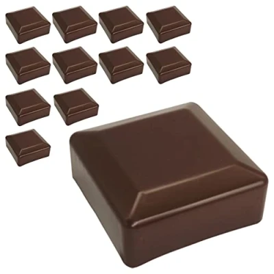 Immagine di SKIR&#039;CO (12 pezzi) Tappi per pali di recinzione, quadrati 80 x mm in plastica marrone colore RAL 8028