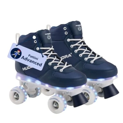 Immagine di HUDORA pattini a rotelle LED Advanced Navy di alta qualità con blu/bianchi comodi in diverse misure stile per ragazzi e ragazze