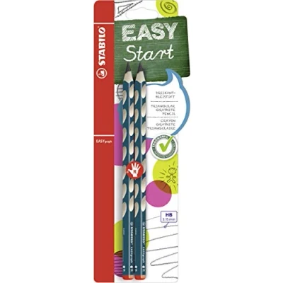 Immagine di Matita Ergonomica triangolare STABILO EASYgraph per Destrimani in Petrolio Pack da 2 Gradazione HB