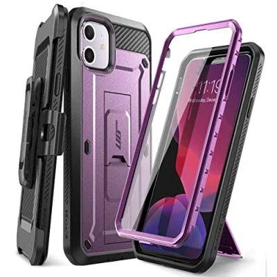 Immagine di SUPCASE Custodia per iPhone 11, resistente, antiurto, protezione completa, con pellicola protettiva integrata e clip cintura [Unicorn Beetle Pro] 11 da 6,1 pollici 2019 (viola)