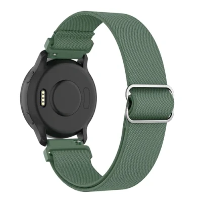 Immagine di MoKo Cinturino Orologio in Nylon Elastico Compatibili con Venu 2S/3S/Vivoactive 4S/Vivomove 3S/Forerunner 255S/265S, di Ricambio Regolabile da 18 mm per Smartwatch, Pino Verde