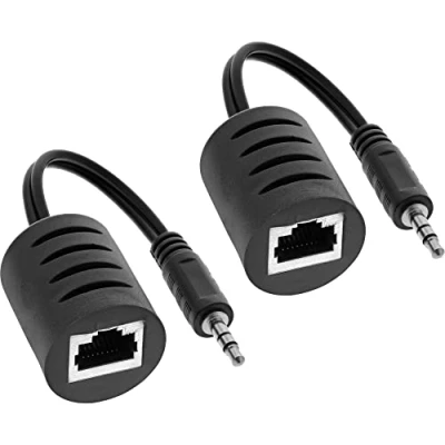 Immagine di InLine 23618 Estensore Audio Passivo Via Lan RJ45, Jack 3.5 mm, 50 m, Nero