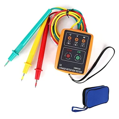 Immagine di Senso Ciclico Fasi Tester, Tester Rotazione di Fase 60V 600V AC, Sequenzimetro Trifase Dotato Morsetti a Coccodrillo e Display Del Cicalino