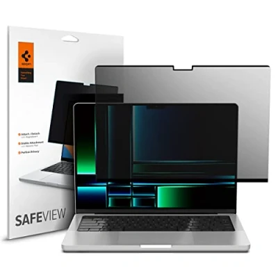 Immagine di Spigen Safeview Filtro Privacy Magnetico compatibile con MacBook Pro 14 pollici (M3 / M3 Max M2 M1 Max), Anti Spia, Rimovibile, Custodia, Pellicola prottetiva
