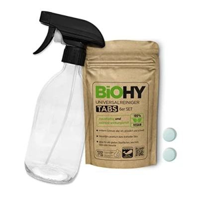 Immagine di BiOHY Pastiglie Detergenti universali (Set di 6) compresse multiuso coerente per dissolvere cucina et bagno rimuove calcare e sporco senza microplastiche (Universal Tabs)