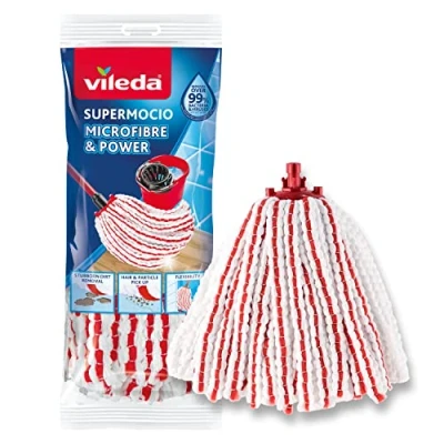Immagine di Vileda 2 Pezzi Microfibra SuperMocio Microfibre &amp; Power Testa del mocio Panno Fibra 7x14x40 cm