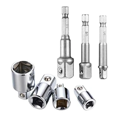 Immagine di 4 Pezzi 1/2 &quot;3/8&quot; 1/4 &quot;Socket Ratchet Converter Riduttori Adattatori Tool Set+ 3 Punta Per Trapano, Con Codolo Esagonale, Adattatore