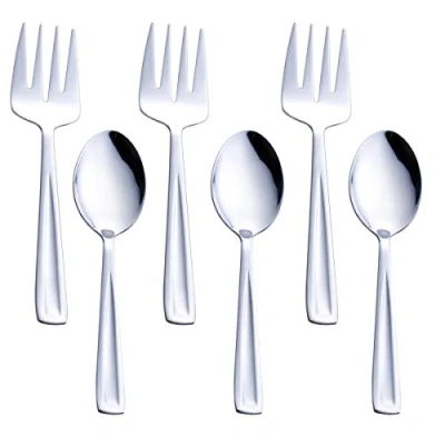 Immagine di GoGeiLi set di cucchiai e forchette in acciaio inox, contiene 3 grandi forchette, 24,1 cm Lavabile lavastoviglie, per catering