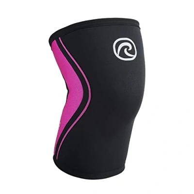 Immagine di Rehband Benda per ginocchio Powersport, fascia Cross Fit e allenamento pesante in neoprene da 5 mm, Colore:Rosa, Misura:L