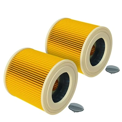 Immagine di vhbw 2x filtro a pieghe piatte compatibile con Kärcher WD 1, 3.200, 3.300 M, 3.500 P aspirapolvere giallo