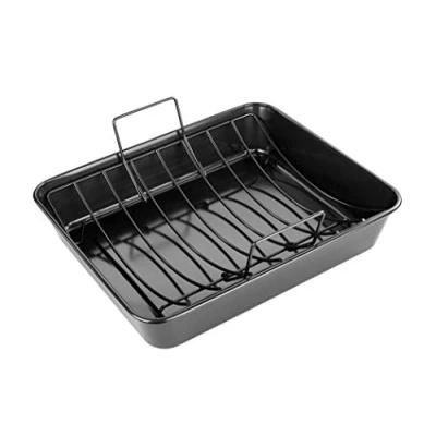 Immagine di Tala Performance Girarrosto extra large con scaffale, calibro professionale in acciaio al carbonio rivestimento antiaderente Eclipse Premium, 38 cm x 32 7,5