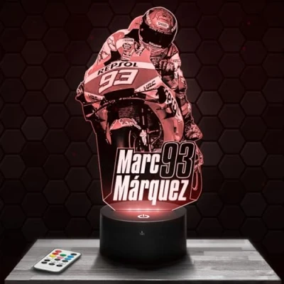 Immagine di Lampada da comodino, Luce notturna tattile GP MOTO M. Marquez illusione 3D LED, idea regalo di Natale per ragazzi e ragazze notte bambini o adulti TOP