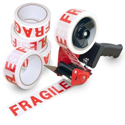 Immagine di Rapesco 1682 Dispenser per Nastro Adesivo da Imballaggio 960 Germ Savvy Antibatterico con 5 Rotoli di ‘Fragile’