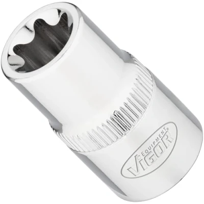 Immagine di ViGOR V2734N Inserto per chiave a bussola Torx, larghezza E16, attacco quadrato da 12,5 mm, profilo E, lunghezza 38 strumento lavori di precisione