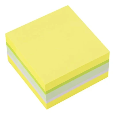 Immagine di D.RECT Foglietti Adesivi Set di 1 Pezzi 75x75mm Note Adesive 1x400 un Blocco Fogli Forniture per Ufficio Colori Neon Agrumi