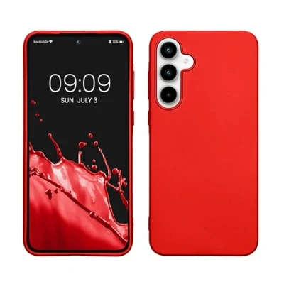 Immagine di kwmobile Custodia Compatibile con Samsung Galaxy A35 Cover Back Case Morbida Protezione in Silicone TPU Effetto metallizzato rosso scuro